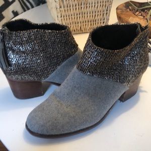 TOMS felt and woven sparkle booties